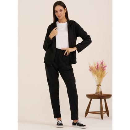 Imagem de Conjunto Feminino Quente Inverno Plush Bouclê Slim com Zíper 105624A