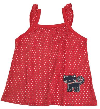 Imagem de Conjunto Feminino Regata Poá Bolinhas Aplicação Gato C/ Short Tecido Nº 2 Ao 3