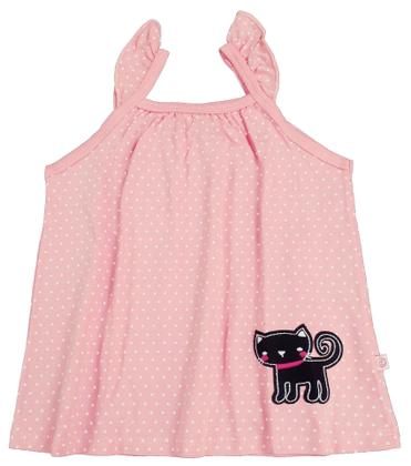 Imagem de Conjunto Feminino Regata Poá Bolinhas Aplicação Gato C/ Short Tecido Nº 2 Ao 3