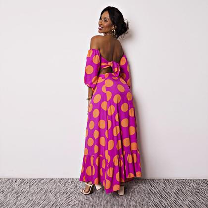 Imagem de Conjunto Feminino Saia Longa Com Fenda Cropped Frente Única