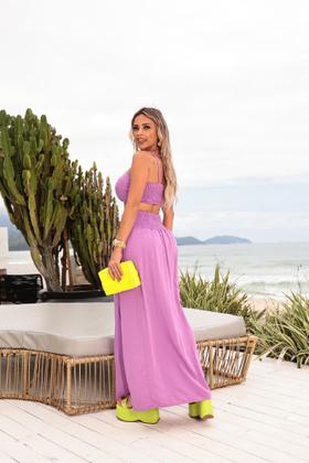 Imagem de Conjunto Feminino Saia Longa Com Fenda E Cropped Estilo Laço Talita 