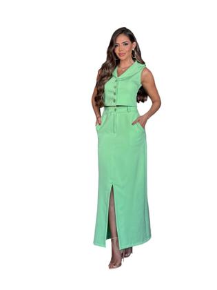 Imagem de Conjunto Feminino Saia Midi Cropped Alfaiataria Conjunto