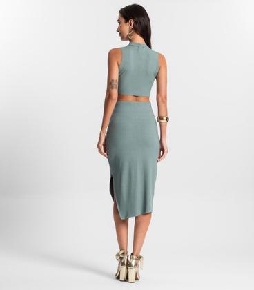 Imagem de Conjunto Feminino Saia Midi E Cropped KO Azul