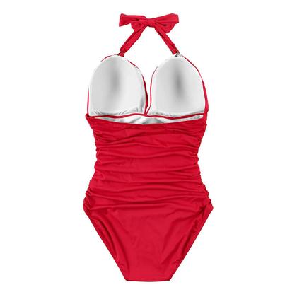 Imagem de Conjunto feminino sexy de cor sólida oco siamês biquíni com estampa de biquíni