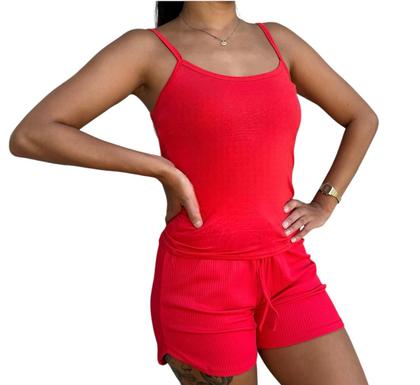 Imagem de Conjunto feminino shorts e regata feminina malha canelada conforto / moda basica