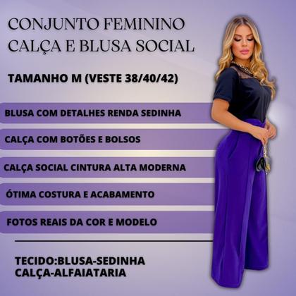 Imagem de Conjunto Feminino Social com Calça Pantalona e Blusa Elegante Confortável para Festas, Jantares e Eventos Outono Inverno