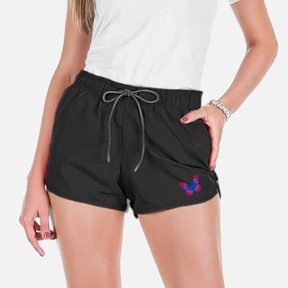 Imagem de Conjunto Feminino Verão Moda Praia Camiseta Algodão Short Tactel Estampada