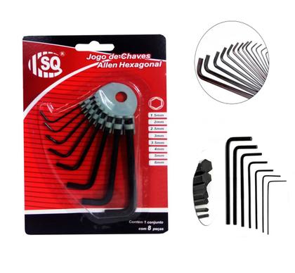 Conjunto Ferramentas Chaves Torx Allen Hexagonal Ponta Dupla - SQ