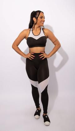 Imagem de Conjunto Fitness Calça Legging Cintura Alta E Top Academia Feminino Com Tela F7 NEW STYLE
