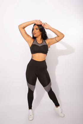 Imagem de Conjunto Fitness Calça Legging Cintura Alta E Top Academia Feminino Com Tela F7 NEW STYLE