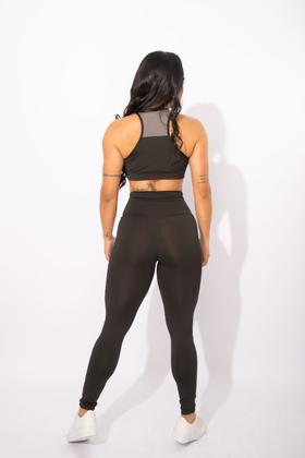 Imagem de Conjunto Fitness Calça Legging Cintura Alta E Top Academia Feminino Com Tela F7 NEW STYLE