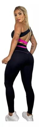 Imagem de Conjunto Fitness Com 2 Top De Um Ombro Só E Calça Com Vivo