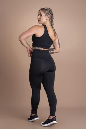 Imagem de Conjunto Fitness Feminino Calça Legging Detalhe Cintura Alta E Top Cropped Faixa Ombro Treino Academia Musculação F7 NEW STYLE