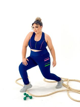 Imagem de Conjunto Fitness Feminino Calça Legging Top Plus Size