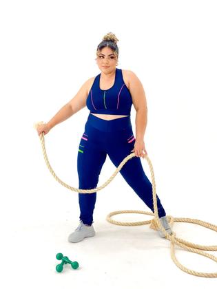 Imagem de Conjunto Fitness Feminino Calça Legging Top Plus Size