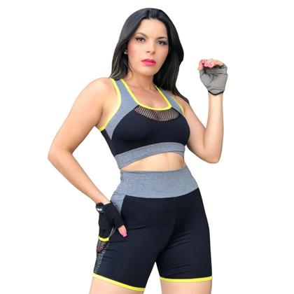 Imagem de Conjunto Fitness Feminino Short com Top Roupa de Academia