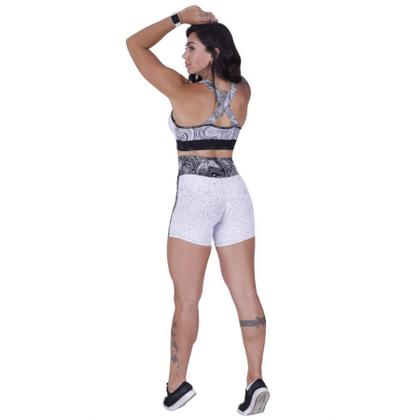 Imagem de Conjunto Fitness Feminino Short e Top Bojo Recortes Degrade Orbis Branco