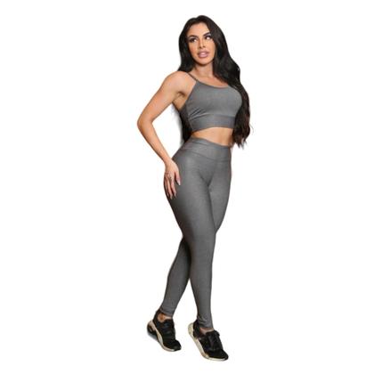 Imagem de CONJUNTO Fitness Feminino TOP ALÇA FINA + Calça LEG BÁSICA Sports Treino Tecido Premium 877