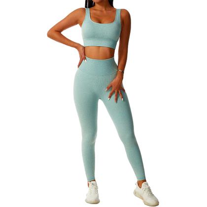 Imagem de Conjunto Fitness Hupana Canelado Top + Calça Legging Empina Bumbum