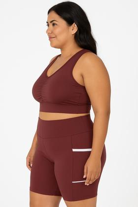 Imagem de Conjunto Fitness Plus Size Feminino Treino Academia Top Sem Bojo + Short com Bolso