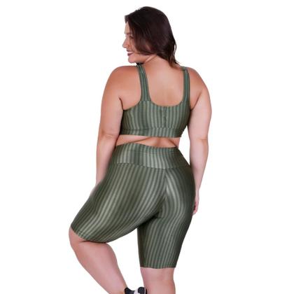 Imagem de Conjunto Fitness Plus Size Top com Bojo Removível e Bermuda Cintura Alta 3D- c15 CONJUNTO BRUNA