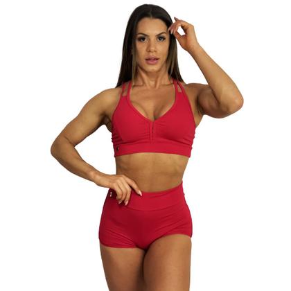 Imagem de CONJUNTO FITNESS SHORTINHO EMPNA BUMBUM E TOP VERMELHO - Tam Único 