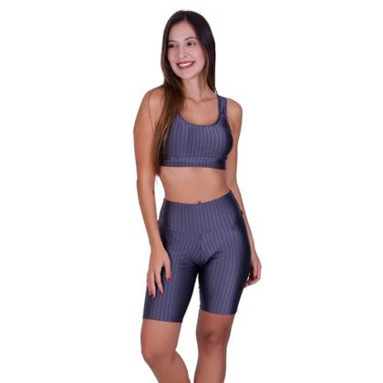 Imagem de Conjunto Fitness Top Com Bojo Removível Bermuda Cintura Alta 3D - BRUNA