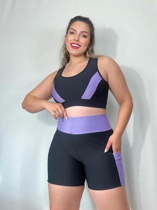 Imagem de Conjunto Fitness Top e Short com bolso PLUS SIZE e SLIM 40 ao 54 Roupa de academia feminino