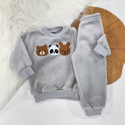 Imagem de Conjunto Fleece com Bordado Quentinho Peluciado Para Bebê