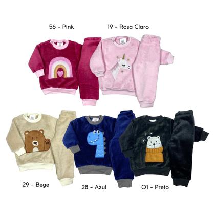 Imagem de Conjunto Fleece com Bordado Quentinho Peluciado Para Bebê