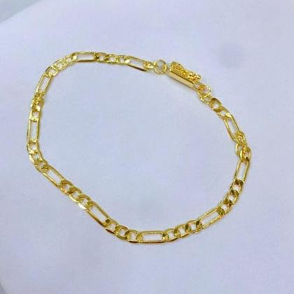 Imagem de Conjunto Folheado Ouro 18k Corrente Cordão + Pulseira Luxo