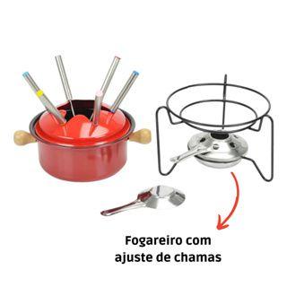 Imagem de Conjunto Fondue 10 Peças Carne Chocolate Jantar Romântico - VERMELHO