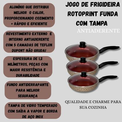 Imagem de Conjunto Frigideira Funda Rotoprint C Tampa 3 Peças 18 20 22