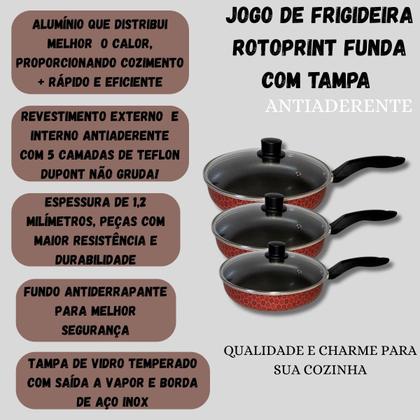 Imagem de Conjunto Frigideira Funda Rotoprint C Tampa 3 Peças 18 20 22