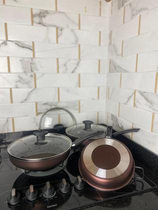 Imagem de Conjunto Frigideiras 3 Peças Antiaderentes com Tampa.