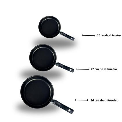 Imagem de Conjunto Frigideiras 3 Peças Antiaderentes com Tampa.