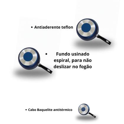 Imagem de Conjunto Frigideiras 3 Peças Antiaderentes com Tampa.
