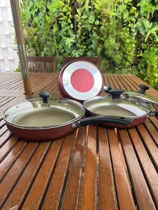 Imagem de Conjunto Frigideiras 3 Peças Antiaderentes com Tampa.