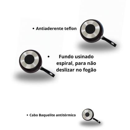 Imagem de Conjunto Frigideiras 3 Peças Antiaderentes com Tampa.
