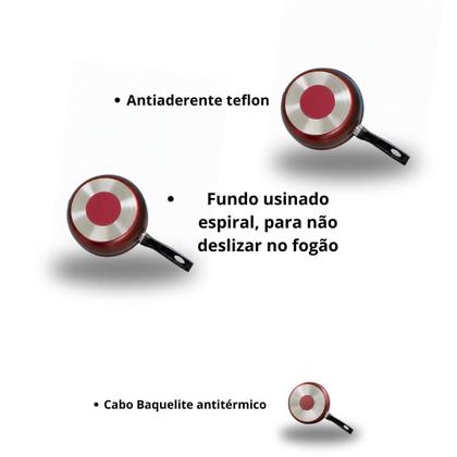 Imagem de Conjunto Frigideiras 3 Peças Antiaderentes com Tampa.