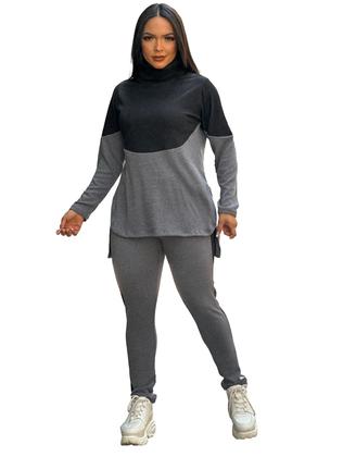 Imagem de Conjunto Frio Blusa Calça Com Gola Feminino Elegante Agasalho Lanzinho Inverno Confortavel 3102