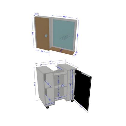 Imagem de Conjunto Gabinete Armário Para Banheiro Pia de Coluna Com Espelheira