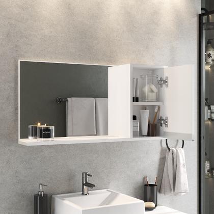 Imagem de Conjunto gabinete banheiro completo prisma 80cm branco inteiro