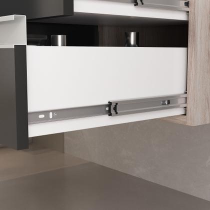 Imagem de Conjunto gabinete banheiro completo prisma 80cm madeirado/preto