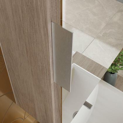 Imagem de Conjunto Gabinete Banheiro Rubi 60cm Gabinete + Cuba + Espelheira Madeirado Branco