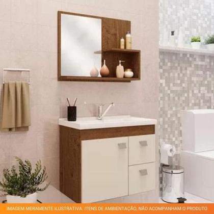 Imagem de Conjunto Gabinete de Banheiro 100% MDF Isa Com Espelheira E Pia Mgm Móveis