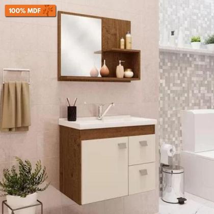 Imagem de Conjunto Gabinete de Banheiro 100% MDF Isa Com Espelheira E Pia Mgm Móveis