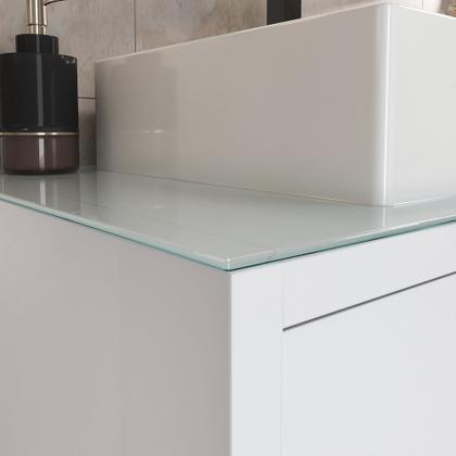 Imagem de Conjunto Gabinete para Banheiro com Cuba Sobrepor, Tampo de Vidro e Espelheira Toro 80cm