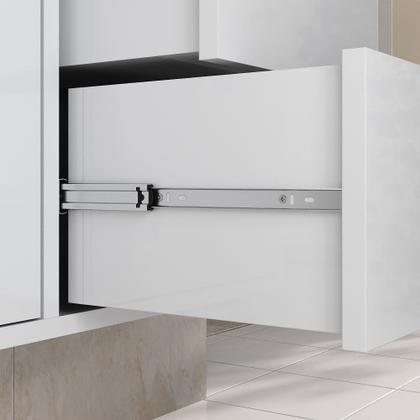 Imagem de Conjunto Gabinete para Banheiro com Cuba Sobrepor, Tampo de Vidro e Espelheira Toro 80cm