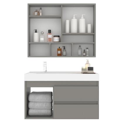 Imagem de Conjunto Gabinete para Banheiro com Espelheira Orla 80